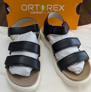 ORTOREX Women's Black Orthotic Comfortable Walking Sandals W/Arch Support Sz 8